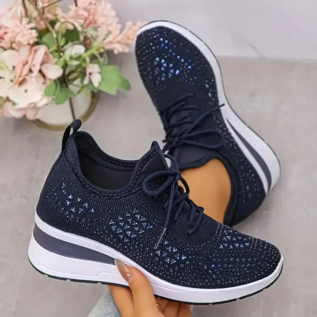 Valerie - Rhinestone Orthopedic Wedge Sneakers