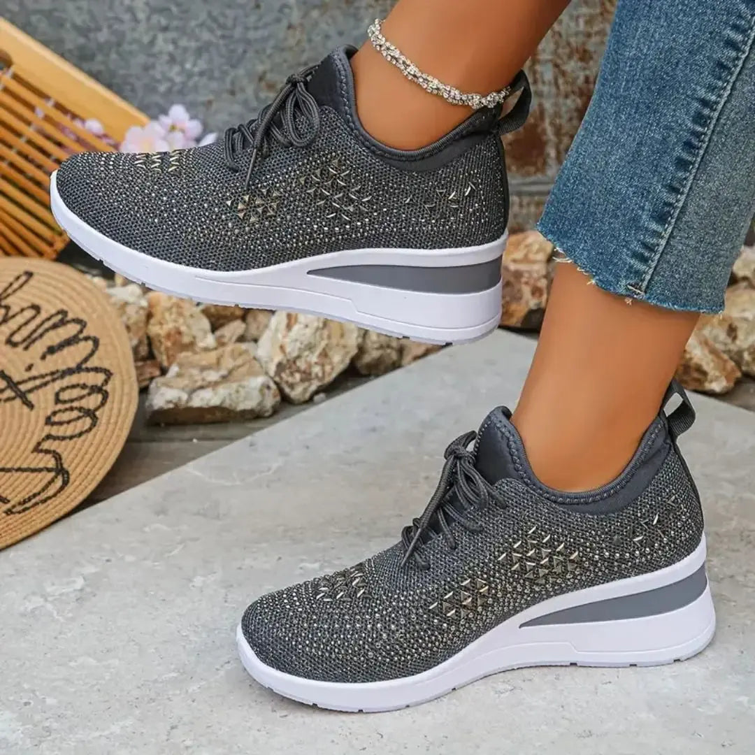 Valerie - Rhinestone Orthopedic Wedge Sneakers