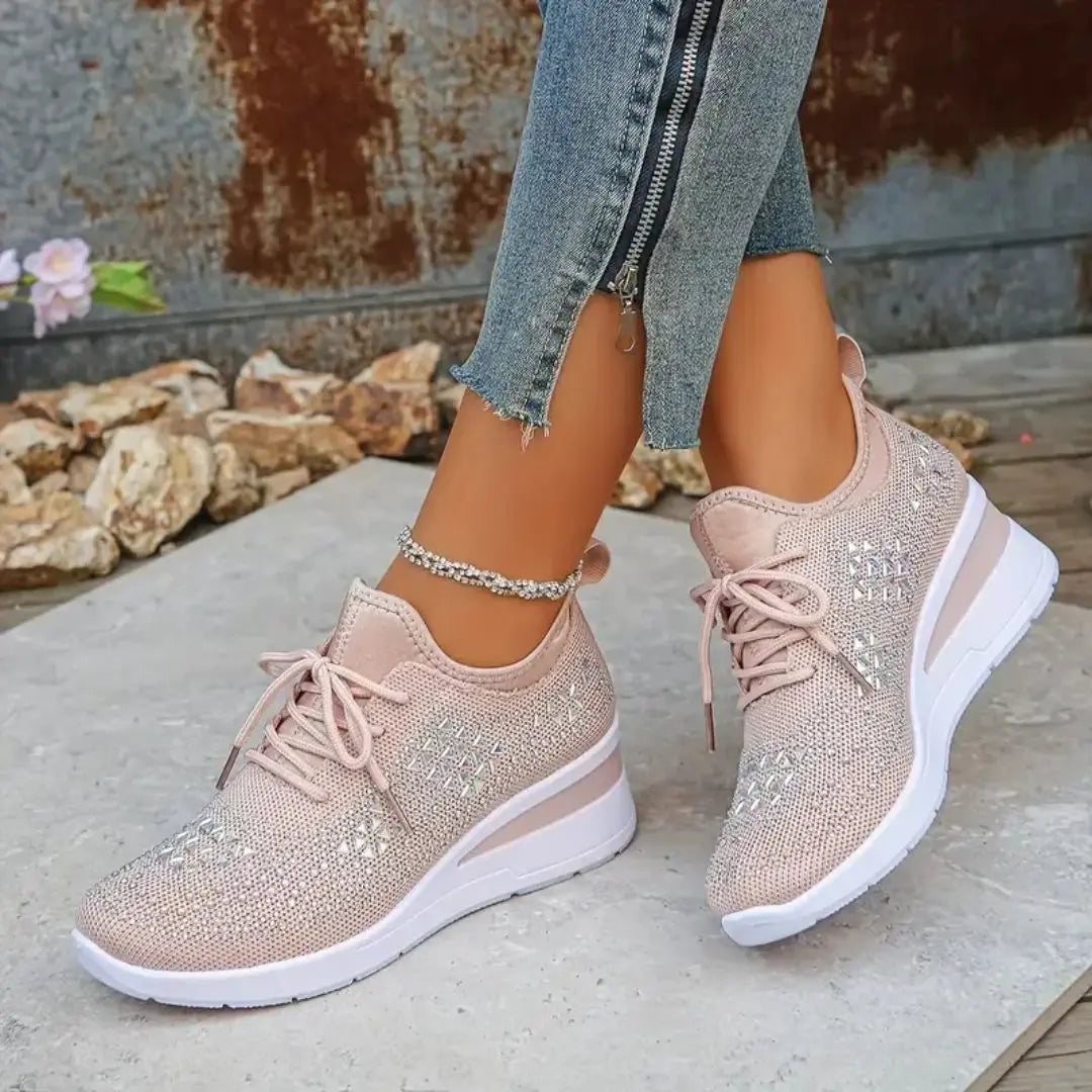 Valerie - Rhinestone Orthopedic Wedge Sneakers