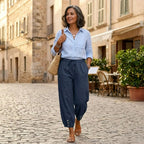 Loose Fit Women's Cropped Cotton Linen Pants Wide Leg