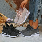 Valerie - Rhinestone Orthopedic Wedge Sneakers