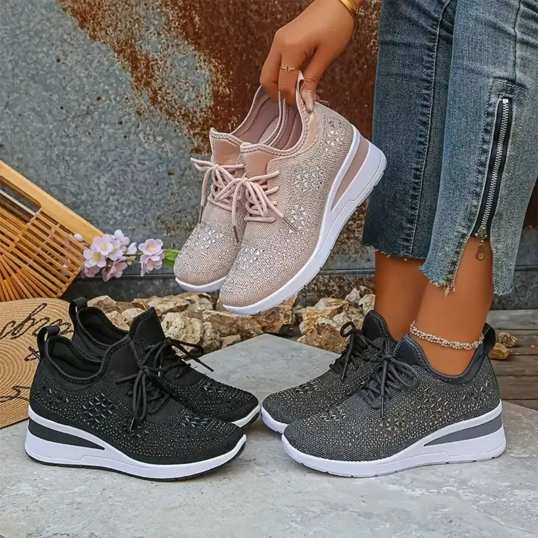 Valerie - Rhinestone Orthopedic Wedge Sneakers