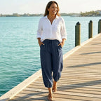 Loose Fit Women's Cropped Cotton Linen Pants Wide Leg