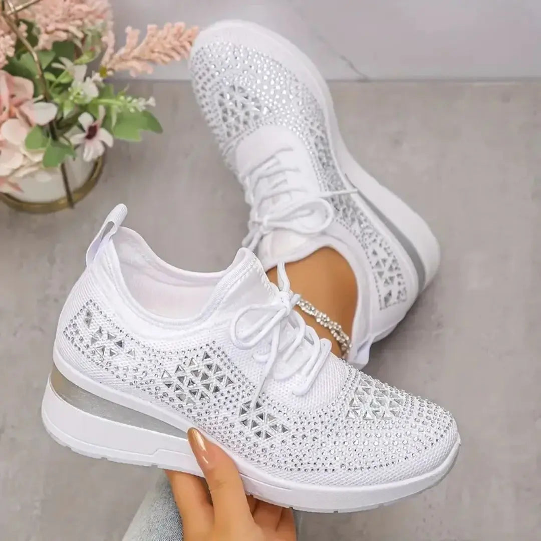 Valerie - Rhinestone Orthopedic Wedge Sneakers