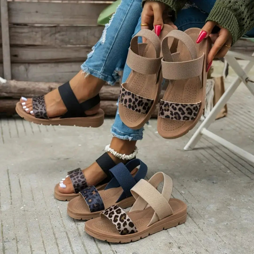 Veloce - Orthopedic Leopard Print Sandals