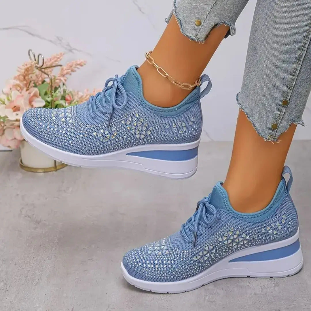 Valerie - Rhinestone Orthopedic Wedge Sneakers