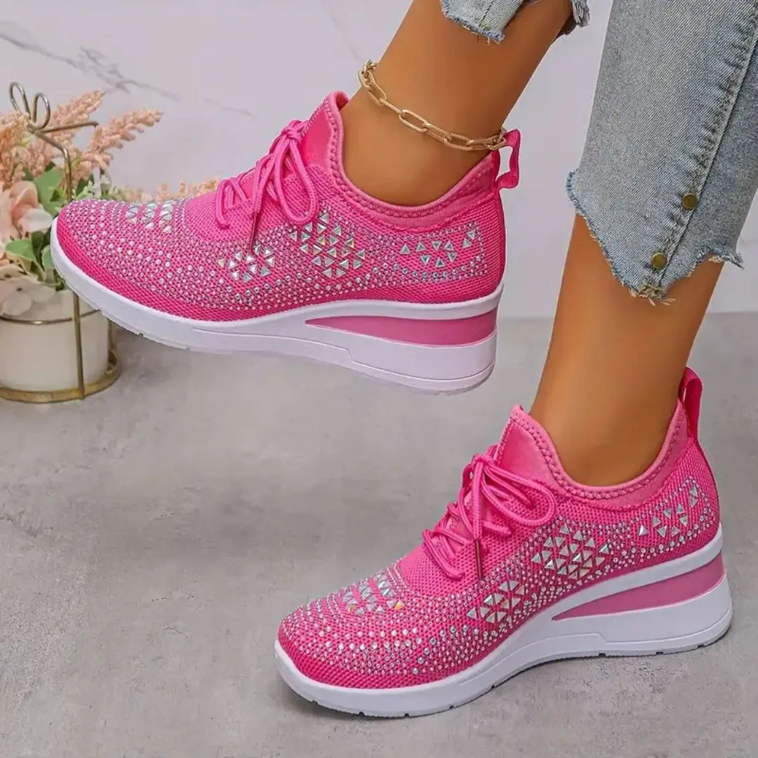 Valerie - Rhinestone Orthopedic Wedge Sneakers