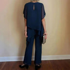 Elara - Relaxed Two Piece Set Layered Top Wide Leg Pants