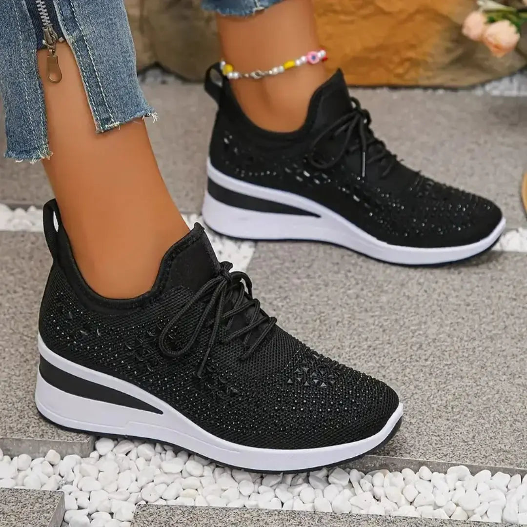 Valerie - Rhinestone Orthopedic Wedge Sneakers
