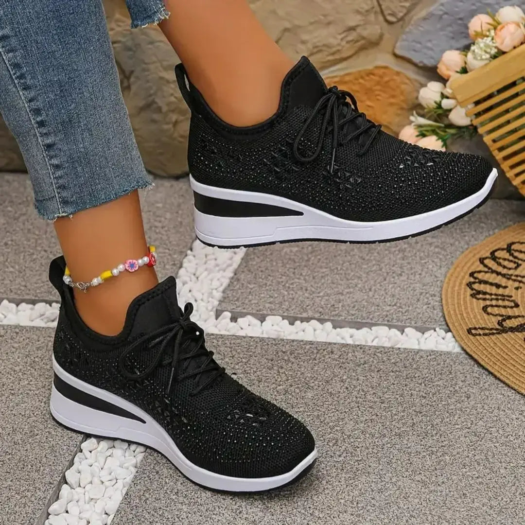 Valerie - Rhinestone Orthopedic Wedge Sneakers