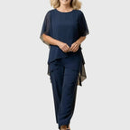 Elara - Relaxed Two Piece Set Layered Top Wide Leg Pants