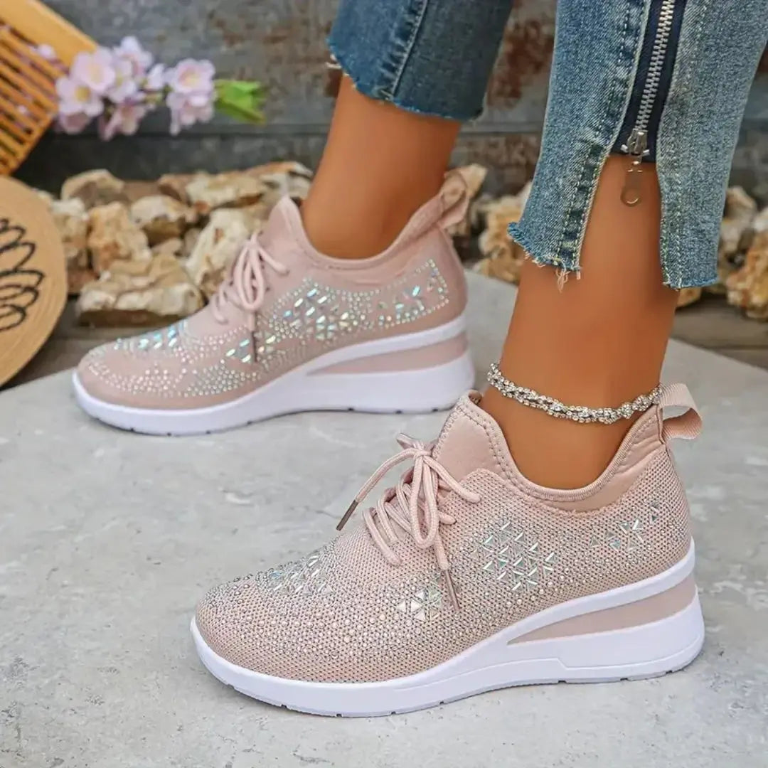 Valerie - Rhinestone Orthopedic Wedge Sneakers