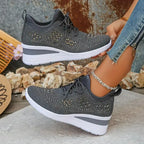 Valerie - Rhinestone Orthopedic Wedge Sneakers