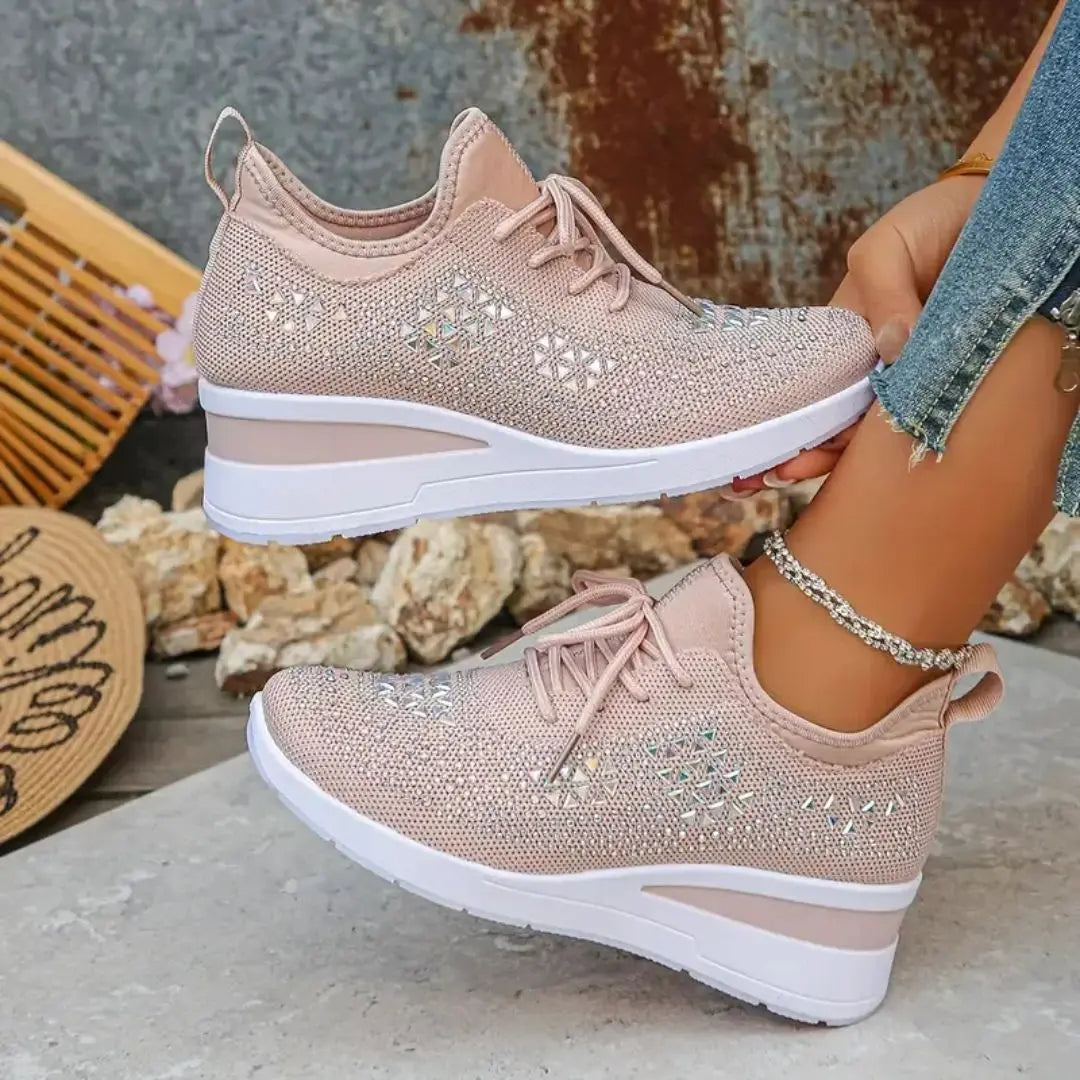 Valerie - Rhinestone Orthopedic Wedge Sneakers