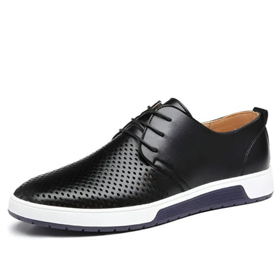 Sneakers basse traforate Morello - Pelle sintetica traspirante con lacci in corda