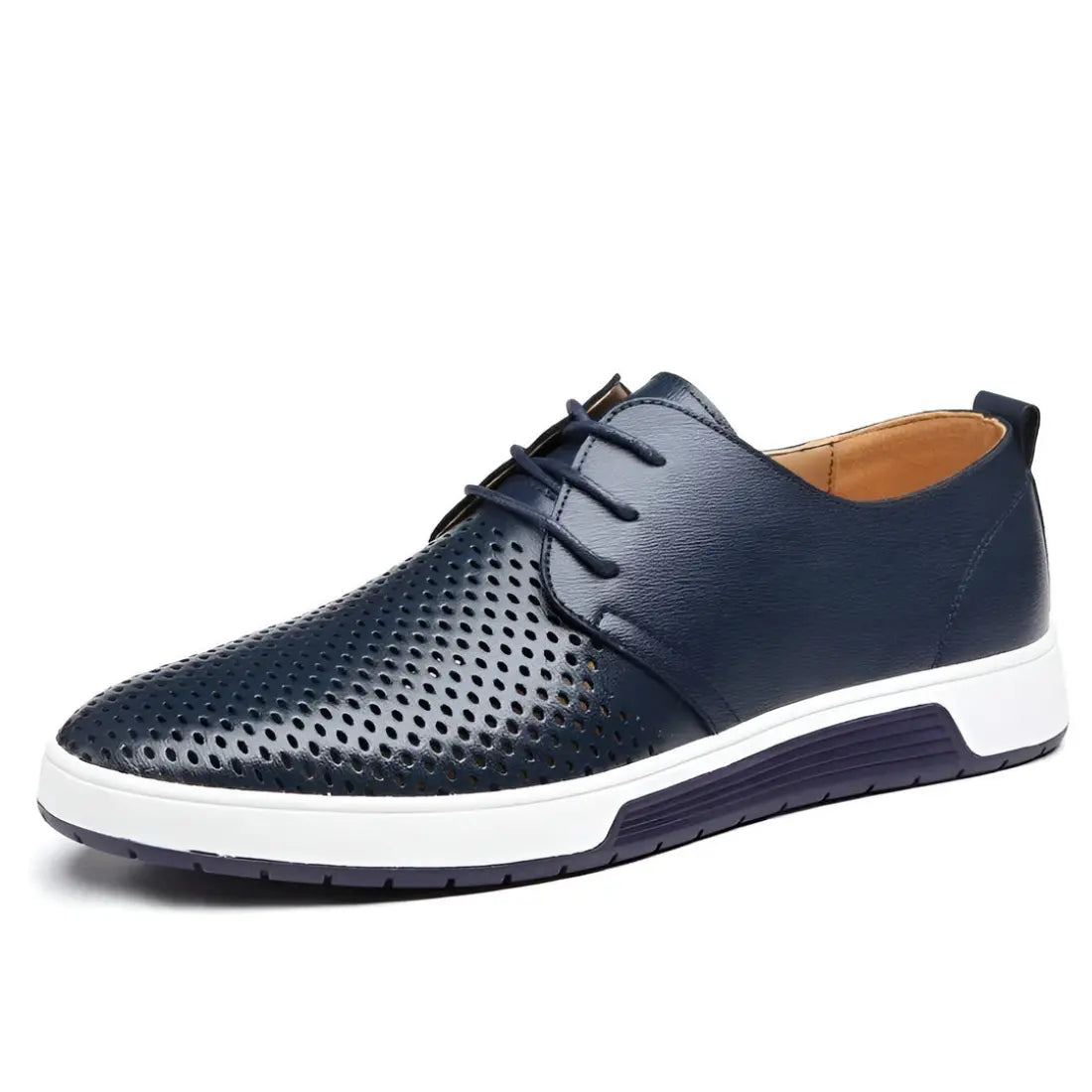 Sneakers basse traforate Morello - Pelle sintetica traspirante con lacci in corda