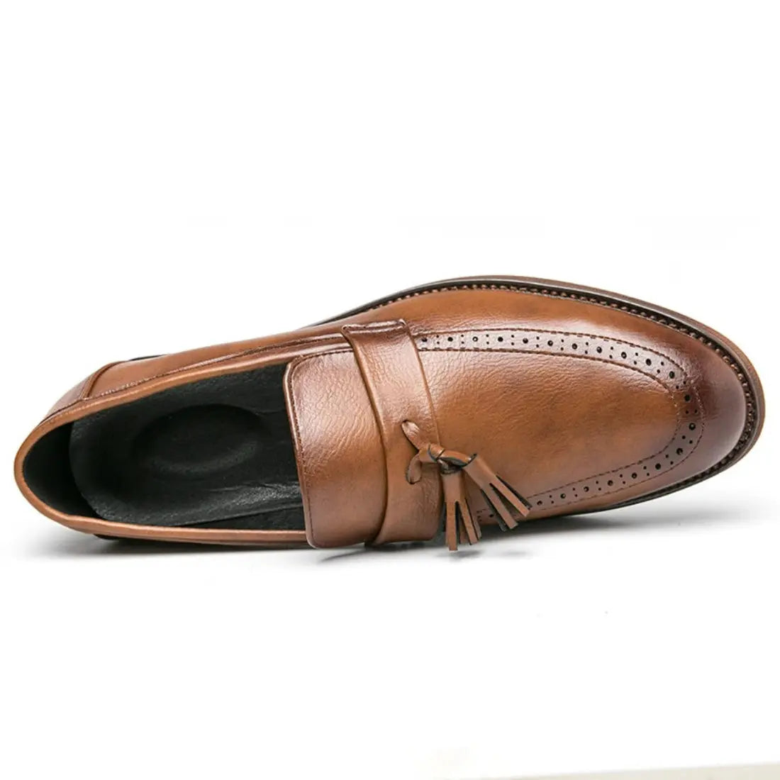 Mocassini con nappine Hamilton - Pelle vegana marrone vintage con soletta imbottita