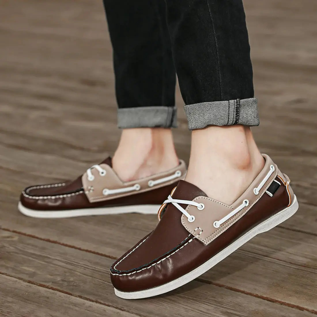 Tideway Boat Shoes - Mocassini da barca bicolore con ammortizzazione leggera e suola in EVA