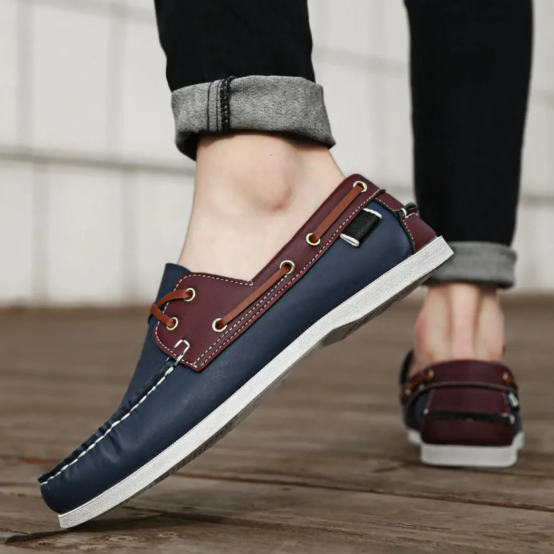 Tideway Boat Shoes - Mocassini da barca bicolore con ammortizzazione leggera e suola in EVA