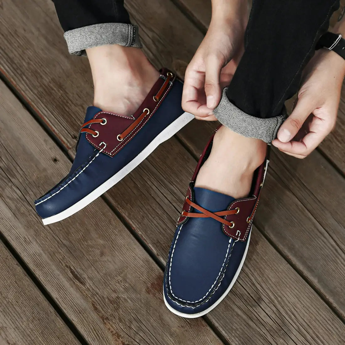 Tideway Boat Shoes - Mocassini da barca bicolore con ammortizzazione leggera e suola in EVA